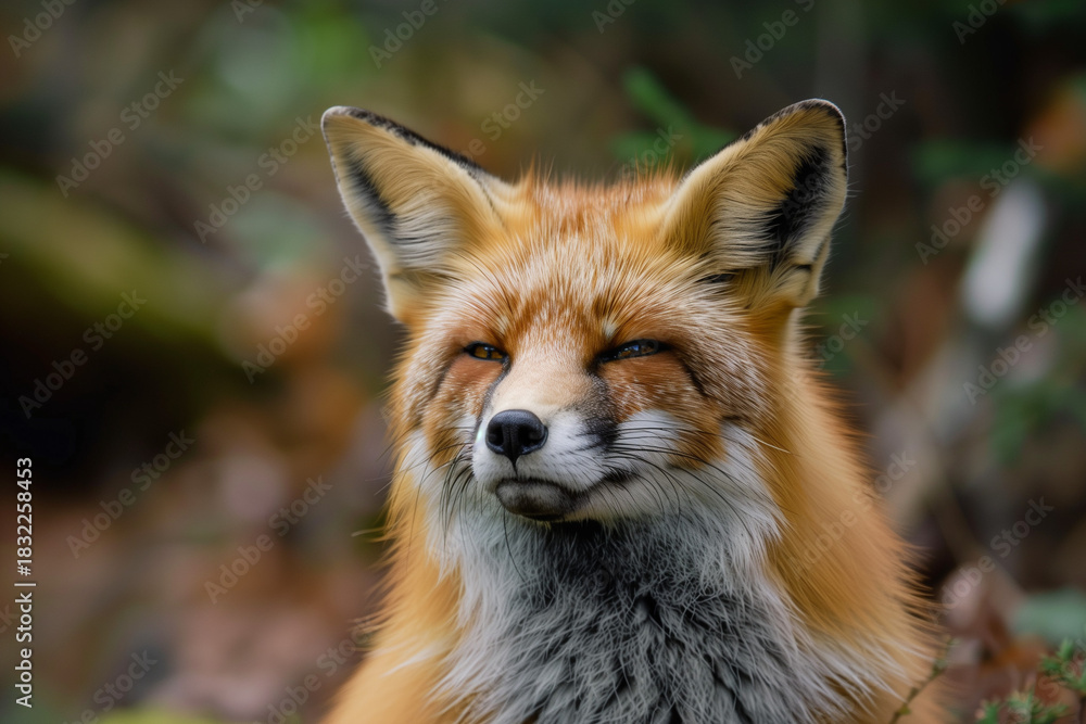 Obraz premium Fox with a mischievous expression in its natural environment
