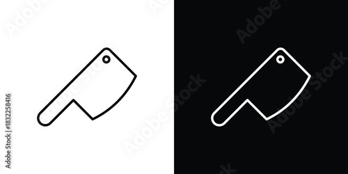 Butcher knife icon line drawing clipart symbol. Vector illustration