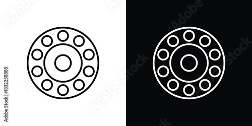 Car bearing icon line drawing clipart symbol. Vector illustration