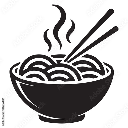 Bowl of Noodles with Chopsticks and Steam food asian
