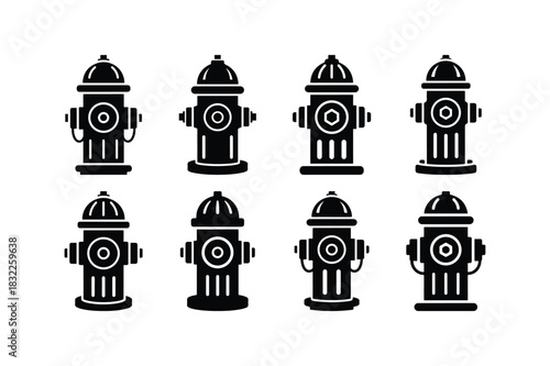 Fire Hydrant Silhouette Icons Set Vector
