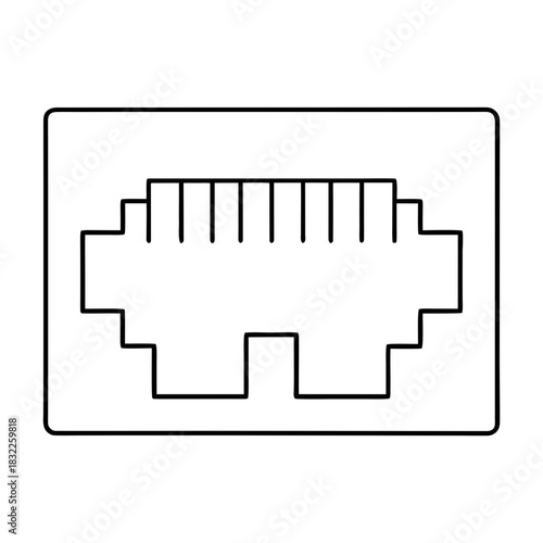 Outline drawing of an ethernet port in white space