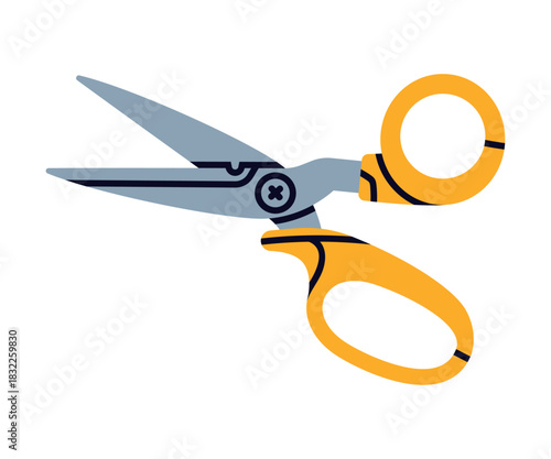 Pair of Scissors as Hand-operated Shearing Tool Vector Illustration