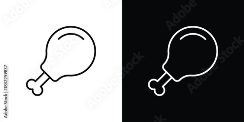 Chicken leg icon line drawing clipart symbol. Vector illustration