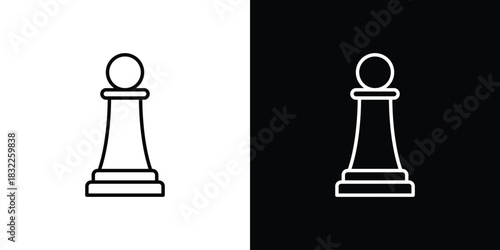 Chess pawn icon line drawing clipart symbol. Vector illustration