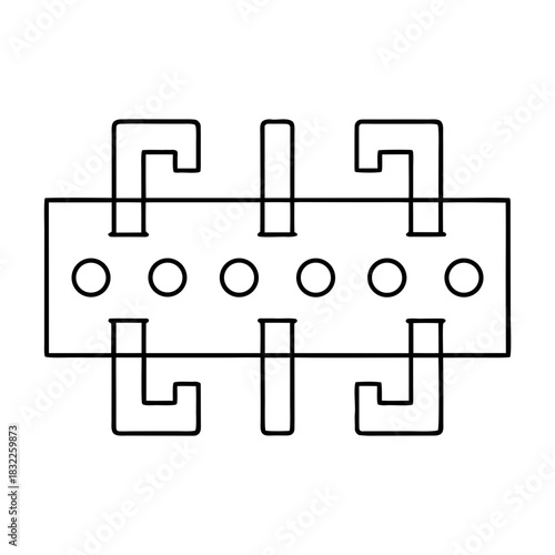 Connector with six pins and locking mechanisms outline