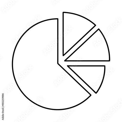 Outline of a pie chart with three slices removed