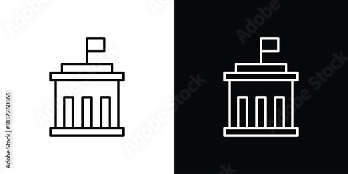 City hall building icon line drawing clipart symbol. Vector illustration