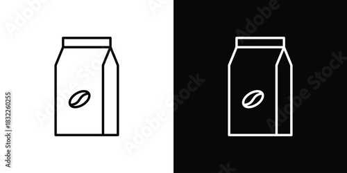 Coffee paper bag icon line drawing clipart symbol. Vector illustration