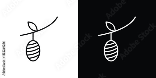 Cocoon icon line drawing clipart symbol. Vector illustration