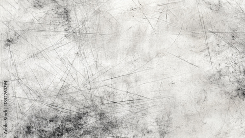 A detailed grey and white scratched grunge texture, showcasing abundant scuff marks and distressed elements, perfect for rustic backgrounds.