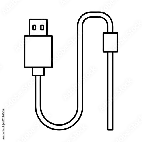 Outline drawing of a usb cable with two connectors