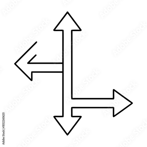 Illustration of four direction arrows pointing out