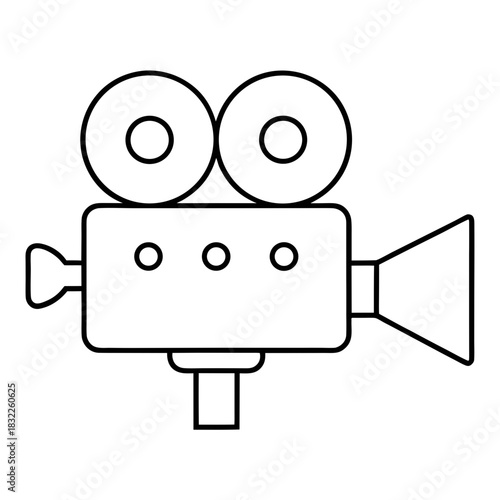 Outline drawing of a vintage style movie camera