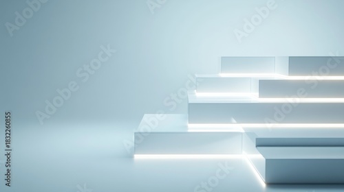 Abstract Light Blue Minimalist Steps, stage , backdrop