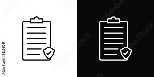 Contract coverage icon line drawing clipart symbol. Vector illustration
