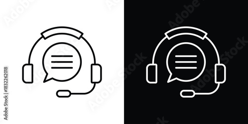 Customer support icon line drawing clipart symbol. Vector illustration