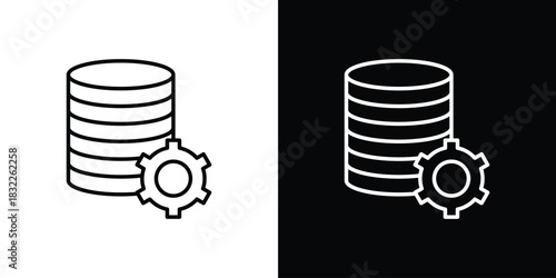 Data management icon line drawing clipart symbol. Vector illustration