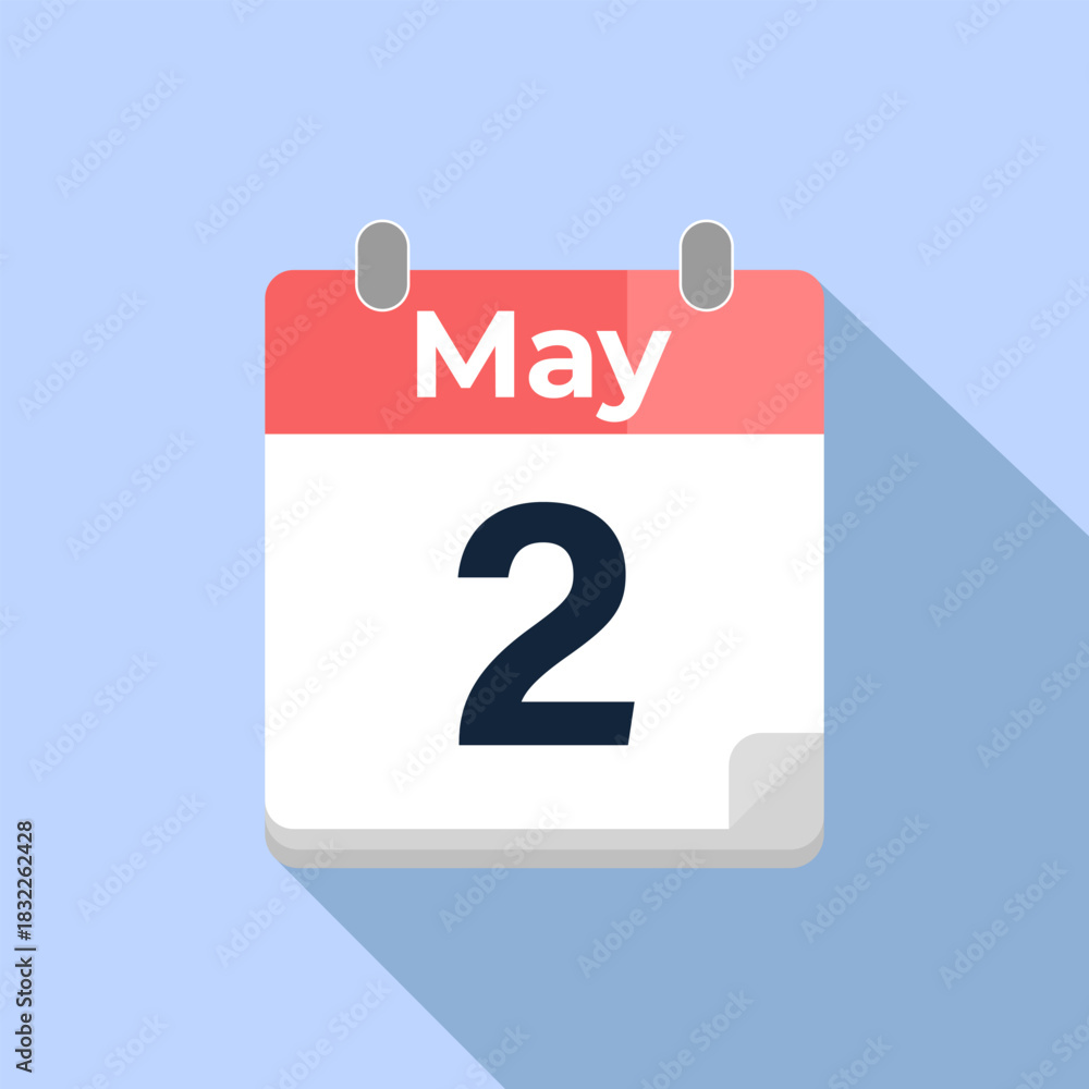 Fototapeta premium May 2 Vector Calendar Modern flat color vector calendar with date
