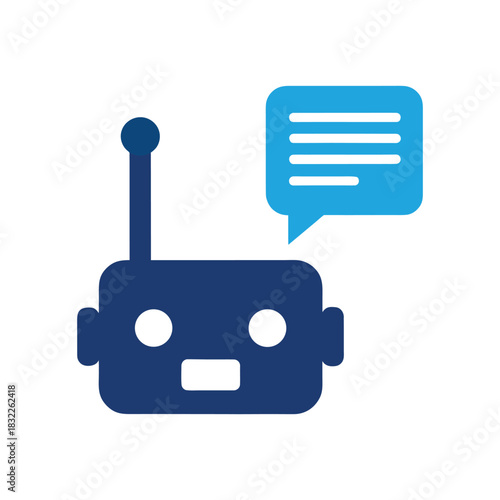 Chatbot Assistant Minimal Vector Icon Robot Speech Blue