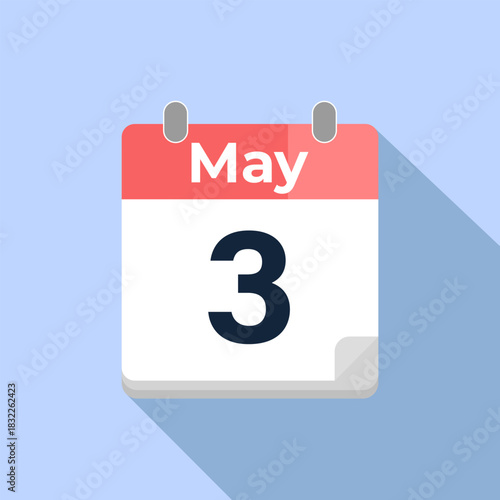 May 3 Vector Calendar
Modern flat color vector calendar with date