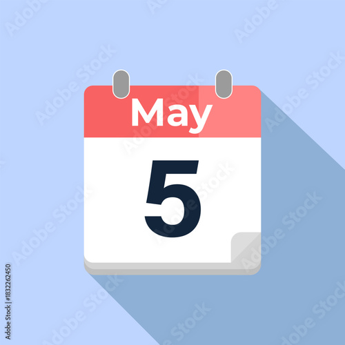 May 5 Vector Calendar
Modern flat color vector calendar with date