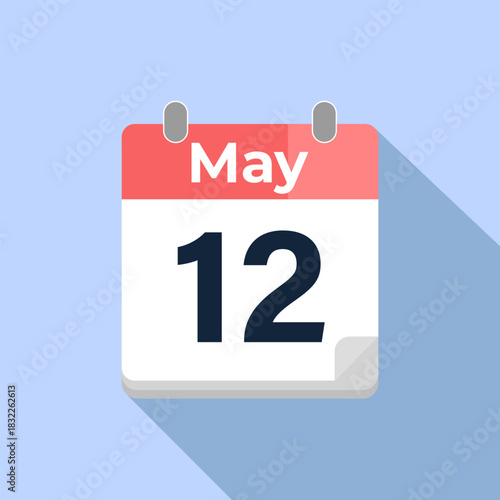 May 12 Vector Calendar
Modern flat color vector calendar with date