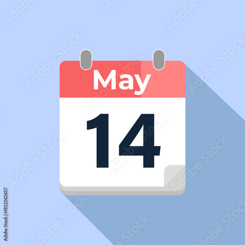 May 14 Vector Calendar
Modern flat color vector calendar with date