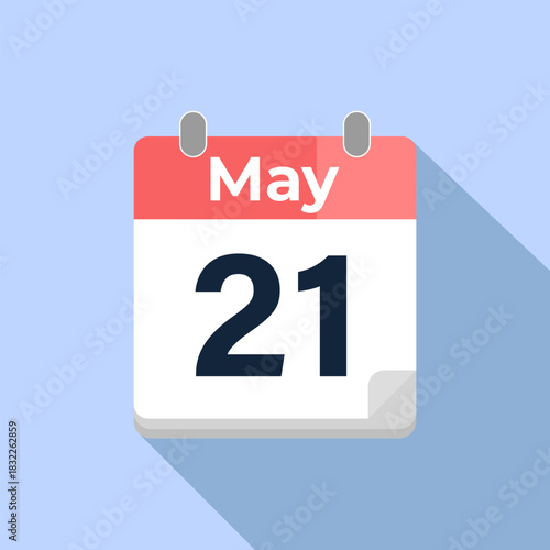 May 21 Vector Calendar
Modern flat color vector calendar with date