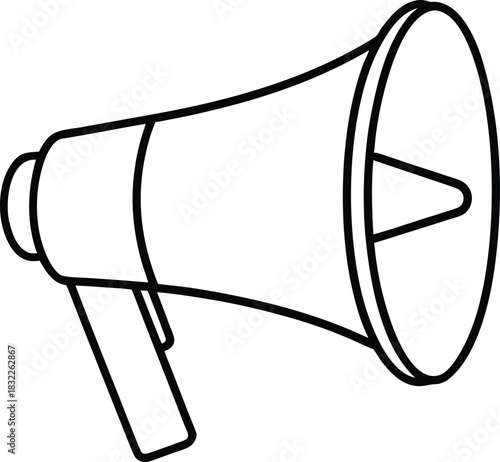 Megaphone outline icon vector for loud announcement isolated on transparent background