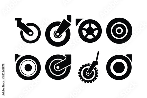 Luggage Wheel Silhouette Minimal Vector Set