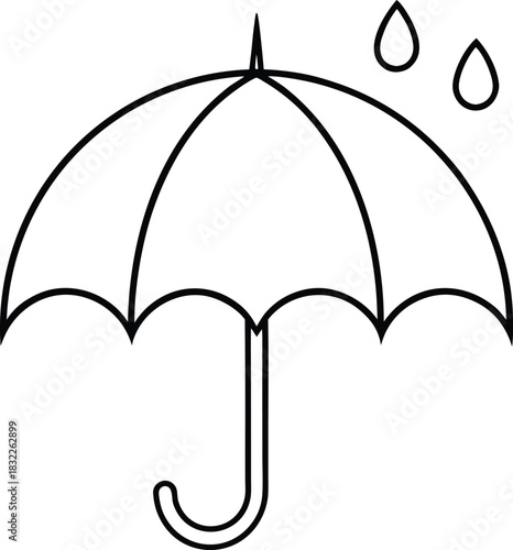 Keep dry packaging symbol with rain drops line art icon isolated on transparent background