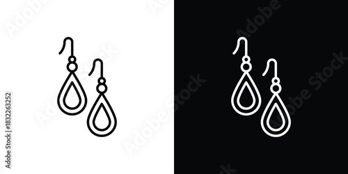 Earrings icon line drawing clipart symbol. Vector illustration