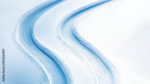 Powder Trails Aerial View of Ski Tracks in Fresh Snow, Skiing , Winter sports