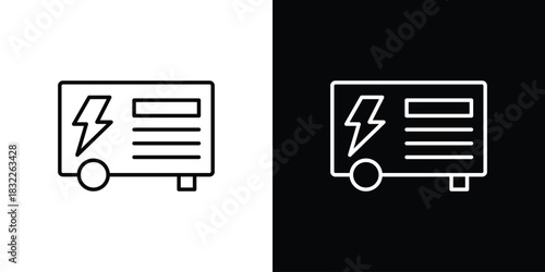 Electric generator icon line drawing clipart symbol. Vector illustration