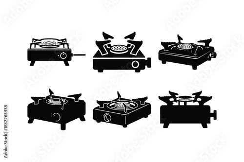 Portable Stove Silhouette Minimal Vector Set
