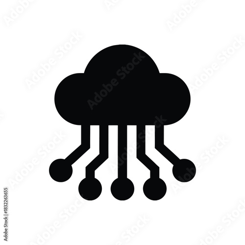 Cloud Computing Minimal Vector Icon Circuit Network