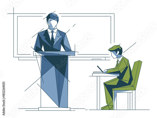 Geometric Abstract Classroom Vector Illustration