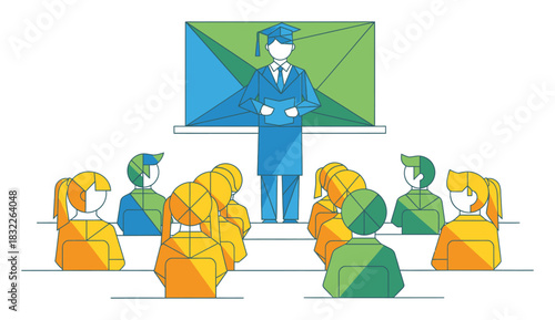 Geometric Abstract Classroom Vector Illustration