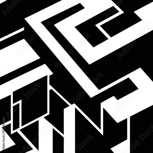 Geometric abstract art black and white modern design contemporary pattern minimalist background wallpaper graphic 100