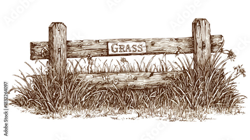 Professional Drawing of Fence with Inspiring Quote on Grass