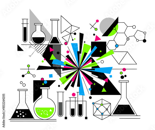 Geometric Science Laboratory Experiment Vector Illustration