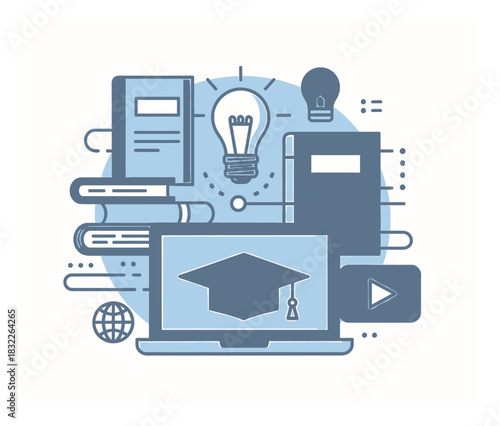 Online Education Icon - Elearning Vector Design
