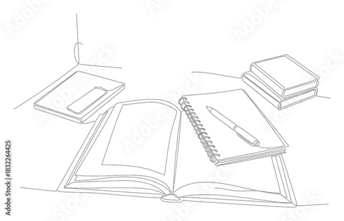 Elegant Continuous Line Art Homework Assignment, Minimalist Single Line Drawing