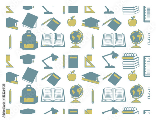 Seamless Vector Pattern of Homework Assignments for Decorative Backgrounds