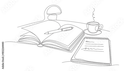 Elegant Continuous Line Art Homework Assignment, Minimalist Single Line Drawing