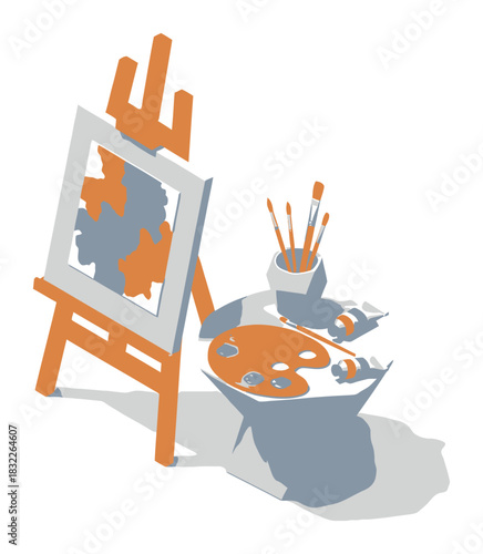 Geometric Abstract Art: Modern Isometric Vector Painting with 3D Precision