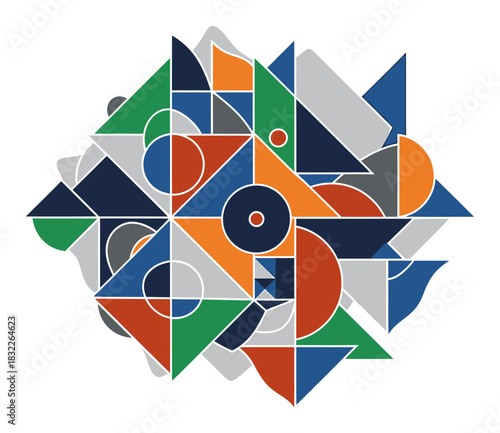 Geometric Abstract Vector Art, Modern Design, White Background