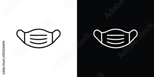 Face mask icon line drawing clipart symbol. Vector illustration