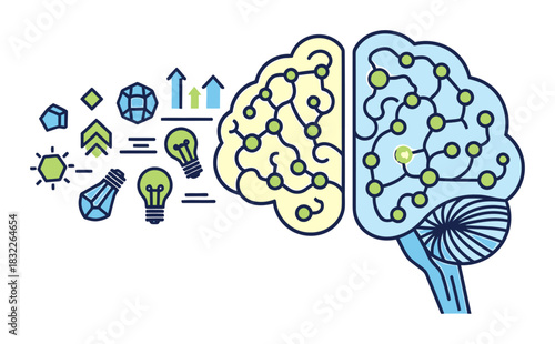 Brain Learning Process Icon, Vector Illustration, Scalable Design